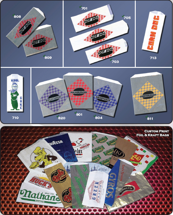 Assorted Foil Hot Dog and Sandwich Bags 